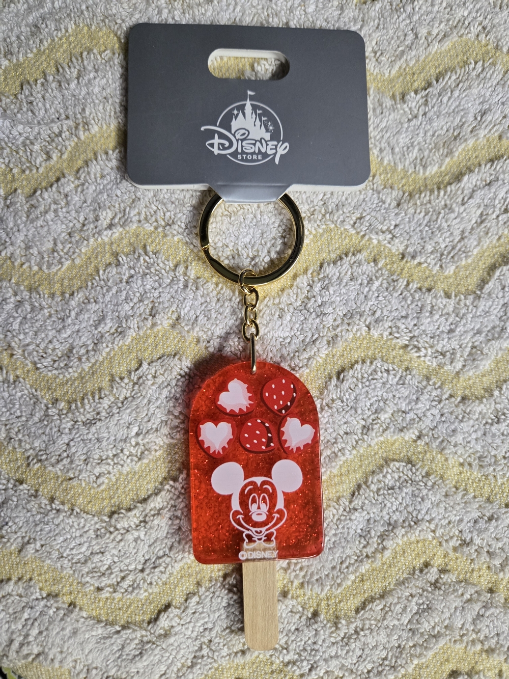 NWT Disney Japan Red Mickey Popsicle Keychain 4"x1.5"